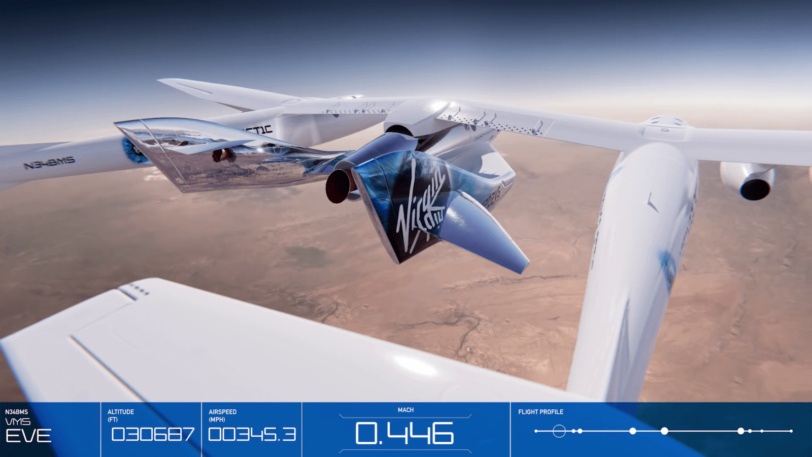 Virgin Galactic 太空飛船在空中