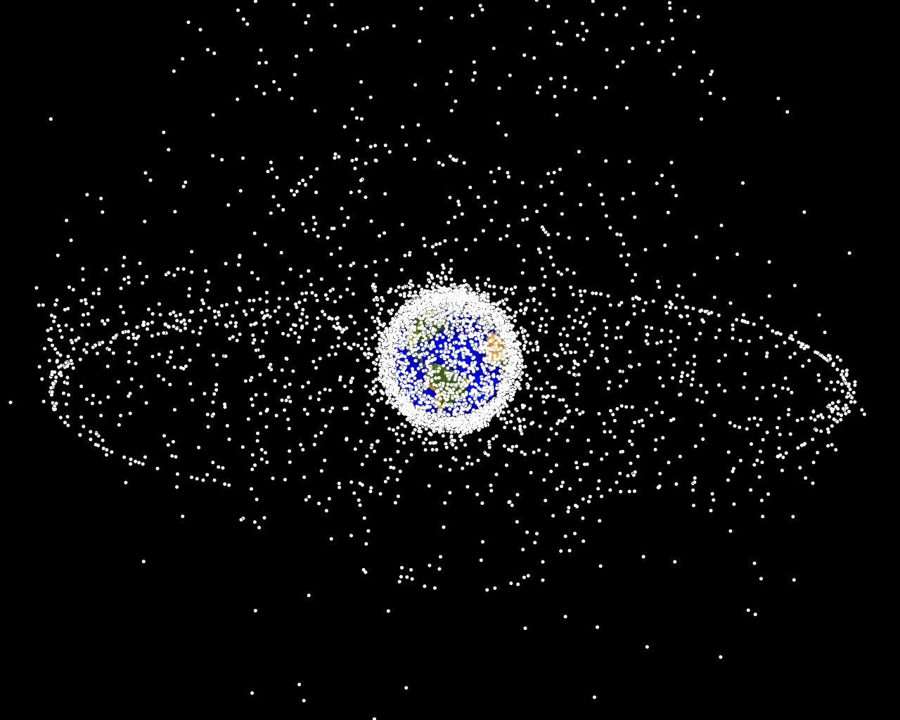 從地球同步軌道(GEO)外看到的太空碎片群
