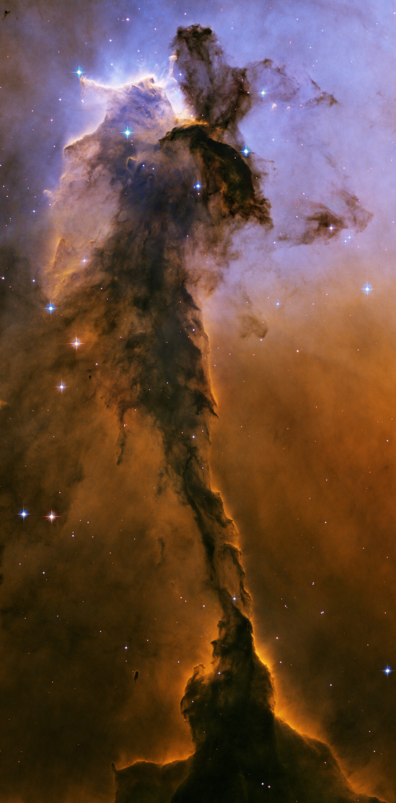 M16,鷹星雲內的恆星尖塔影像。